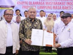 Pj. Gubernur Samsudin Hadiri Pelantikan Pengurus Komite Olahraga Masyarakat Indonesia Provinsi Lampung Masa Bakti 2024-2028