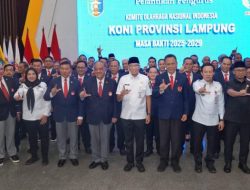 Pengurus KONI Lampung Resmi Dikukuhkan, Gubernur Dorong Peran Aktif KONI pada Pembangunan Bidang Olahraga