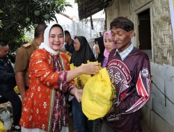 Ketua Tim Penggerak PKK Provinsi Lampung Serahkan Bantuan Sosial di Desa Mulyojati