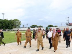 Pj. Gubernur Samsudin Tinjau Progres Pembangunan Revitalisasi Stadion Pahoman Bandar Lampung